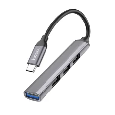 Адаптер HUB 4в1 USB-C Hoco HB26 Grey (6931474765482)