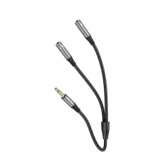 Кабель Hoco UPA21 AUX 2в1 Jack 3.5 mm (male) to 2x Jack 3.5 mm (female) 0.25 m Grey (6931474766809)