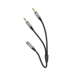 Кабель Hoco UPA21 AUX Jack 3.5 mm (female) to 2x Jack 3.5 mm (male) 0.25 m Grey (6931474766816)