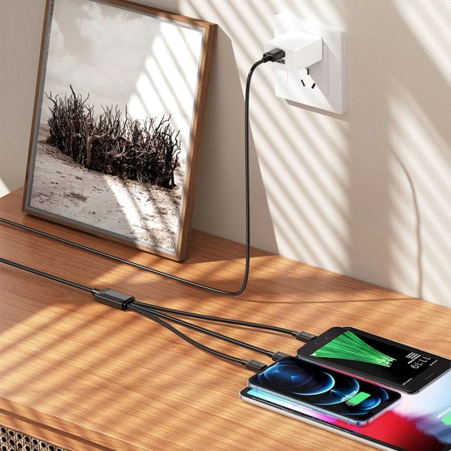 Кабель Hoco X74 3в1 USB A до Lightning/Micro USB/USB C 2A 1 м Black (6931474767363)