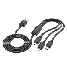 Кабель Hoco X74 3в1 USB A до Lightning/Micro USB/USB C 2A 1 м Black (6931474767363)