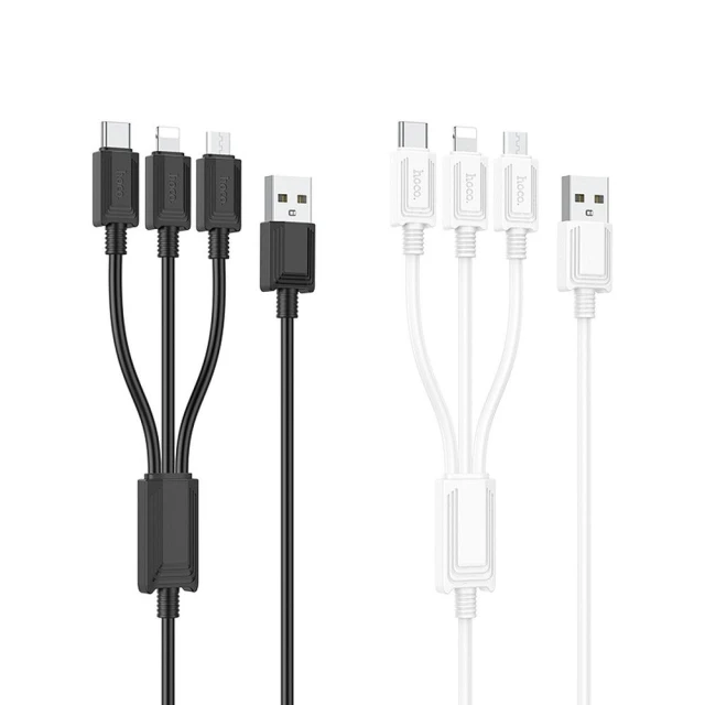Кабель Hoco X74 3в1 USB A до Lightning/Micro USB/USB C 2A 1 м White (6931474767370)
