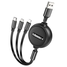 Кабель 3в1 Hoco X75 USB A to Lightning / Micro USB / USB C 1 м Black (6931474767387)