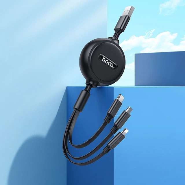 Кабель 3в1 Hoco X75 USB A to Lightning / Micro USB / USB C 1 м Black (6931474767387)