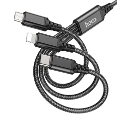 Кабель 3в1 Hoco X76 USB A на Lightning / Micro USB / USB C 2A 1 м Black (6931474767400)