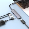 Адаптер HUB 5в1 Hoco HB27 (HDTV+USB 3.0+USB 2.0 x2+PD) USB-C Grey (6931474769329)