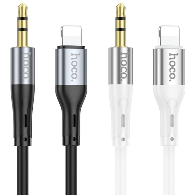 Кабель AUX Jack 3,5 мм до Lightning Hoco UPA22 1 м Black (6931474769473)