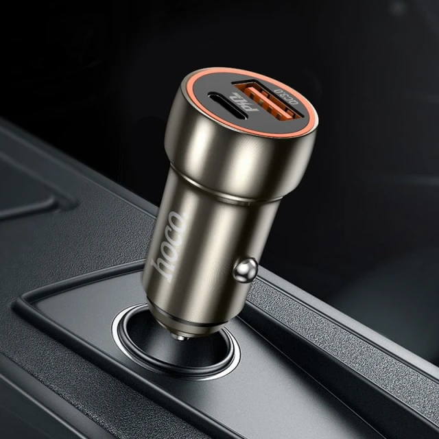 Автомобільний зарядний пристрій Hoco Z46A USB A + USB C QC3.0 PD 20W Grey (6931474770332)