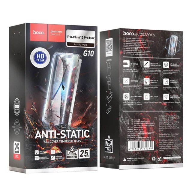Захисне скло Hoco HD Anti-static для iPhone 14 Plus/13 Pro Max Clear (25 pack) (6931474771346)