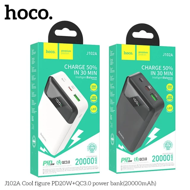 Powerbank Hoco J102A 20000 mAh QC3.0 PD 3A 20W White (6931474783639)