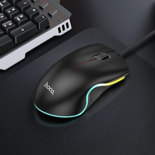 Миша дротова Hoco GM19 USB A 1000 dpi з підсвічуванням Black (6931474784131)