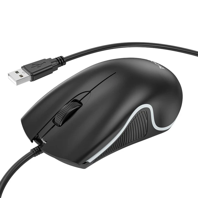 Миша дротова Hoco GM19 USB A 1000 dpi з підсвічуванням Black (6931474784131)