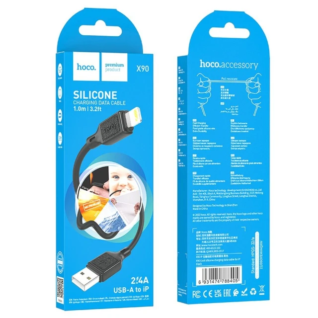 Кабель Hoco X90 USB A to Micro USB 2.4A 1 m Black (6931474788429)