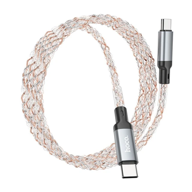 Кабель Hoco U112 USB-C to USB-C 3A 60W LED 1m Grey (6931474788825)