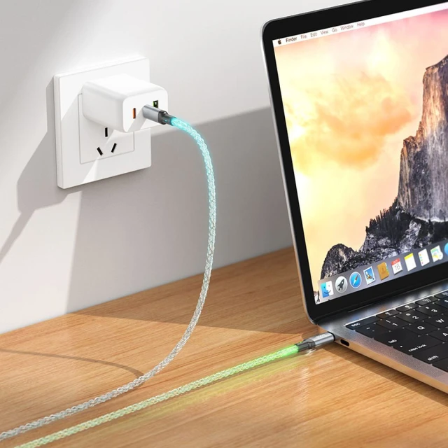 Кабель Hoco U112 USB-C to USB-C 3A 60W LED 1m Grey (6931474788825)