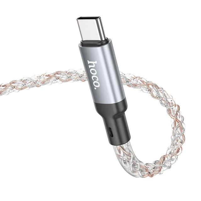 Кабель Hoco U112 USB-C to USB-C 3A 60W LED 1m Grey (6931474788825)