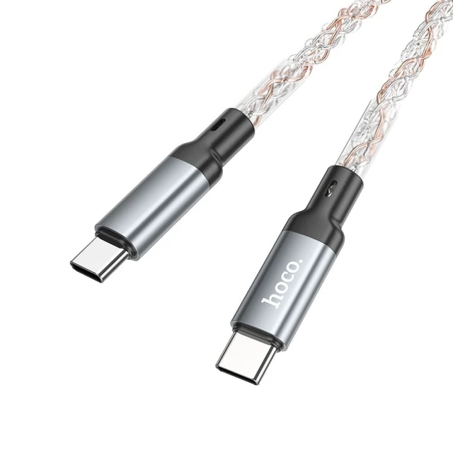 Кабель Hoco U112 USB-C to USB-C 3A 60W LED 1m Grey (6931474788825)
