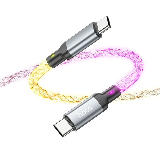 Кабель Hoco U112 USB-C to USB-C 3A 60W LED 1m Grey (6931474788825)