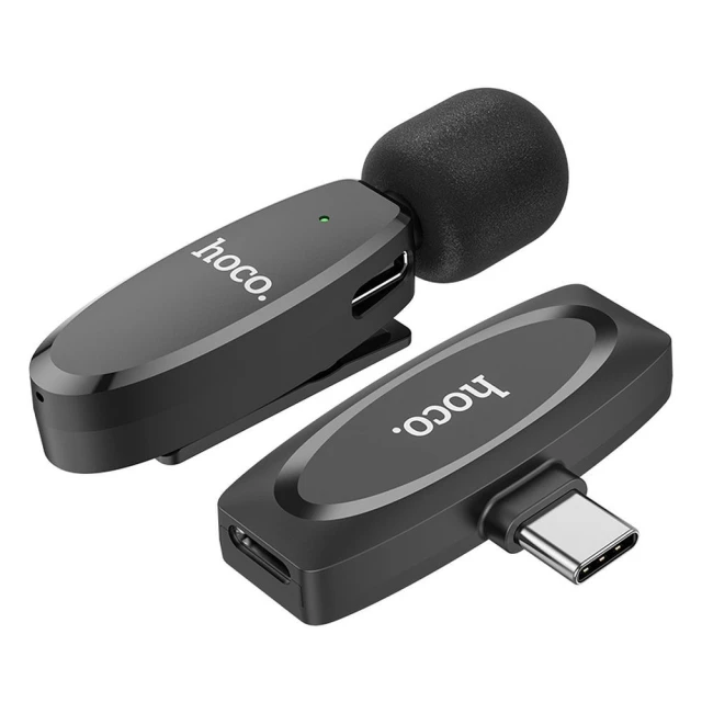 Бездротовий петличний мікрофон USB-C Hoco L15 Black (6931474789037)