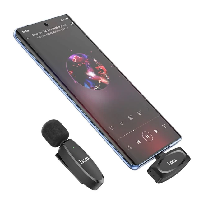 Бездротовий петличний мікрофон USB-C Hoco L15 Black (6931474789037)
