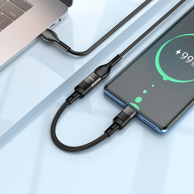 Адаптер OTG Hoco U107 USB C to Lightning Black (6931474789983)