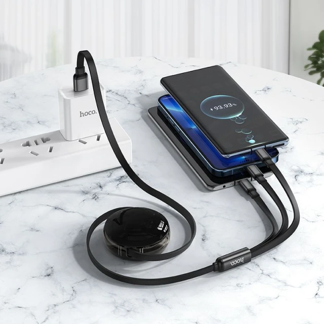 Кабель 3в1 USB A до Lightning / Micro USB / USB C Hoco 2A 1 м X78 Black (6931474791290)
