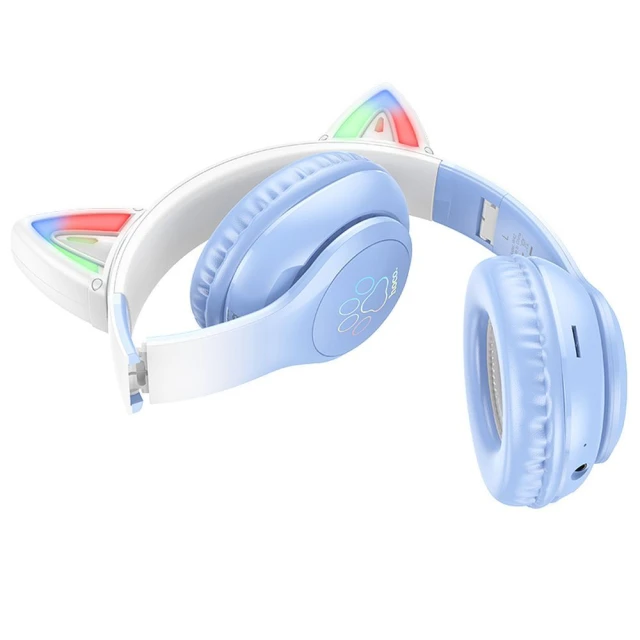 Навушники бездротові накладні Hoco W42 Kocie Uszy Blue (6931474795861)