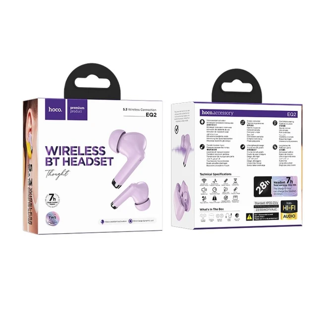 Беспроводные наушники Hoco TWS EQ2 Purple (6931474798541)
