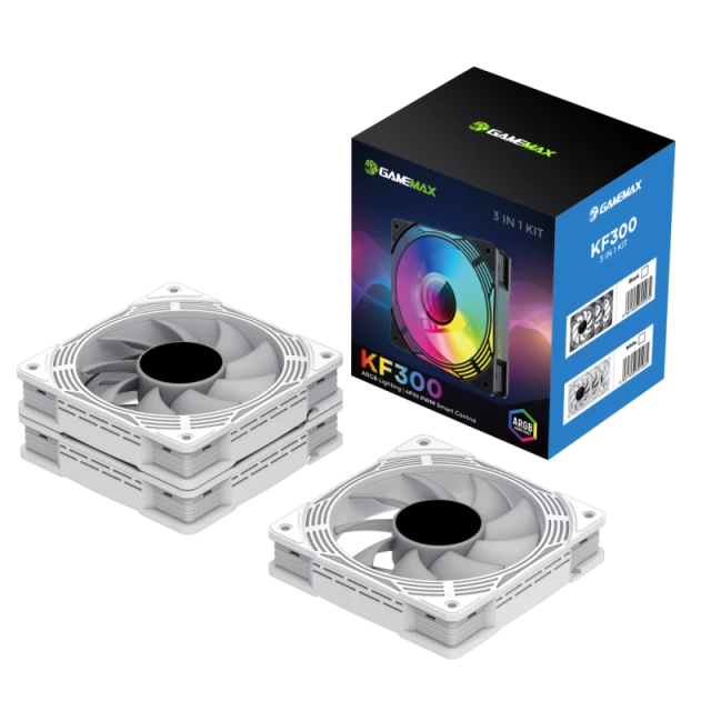 Вентилятор для корпусу Gamemax KF300 BK 120 мм White (6931858791281)
