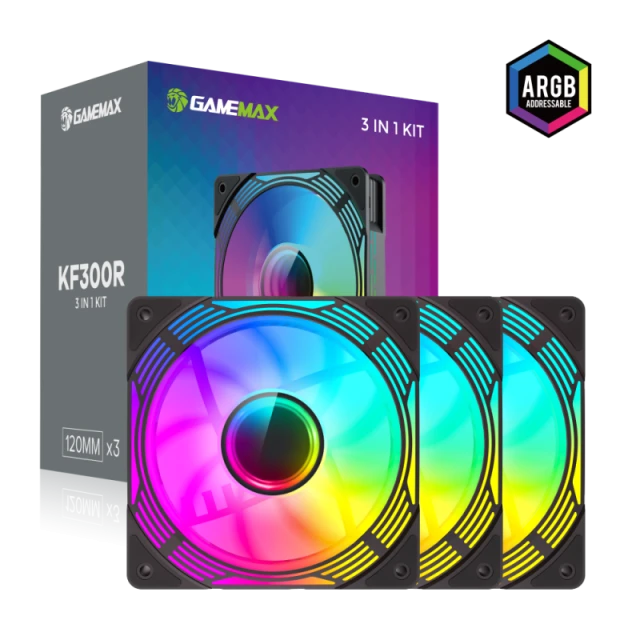 Вентилятор для корпусу Gamemax KF300R BK 120 мм Black (6931858791298)