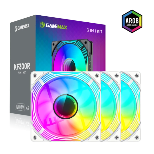 Вентилятор для корпусу Gamemax KF300R BK 120 мм White (6931858791304)