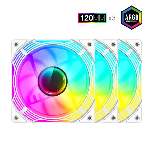 Вентилятор для корпусу Gamemax KF300R BK 120 мм White (6931858791304)
