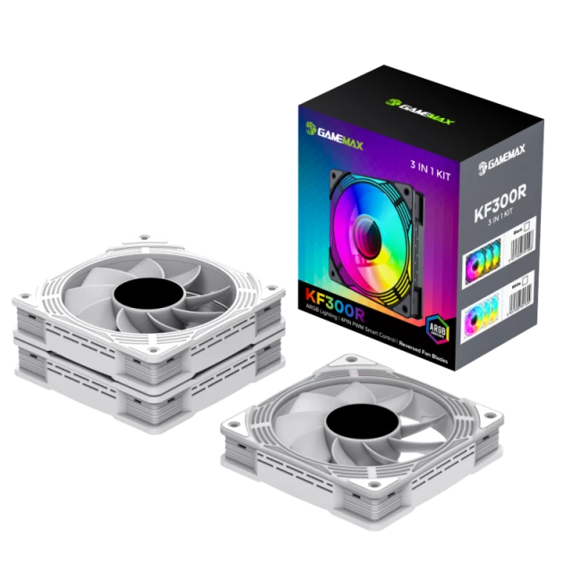 Вентилятор для корпусу Gamemax KF300R BK 120 мм White (6931858791304)