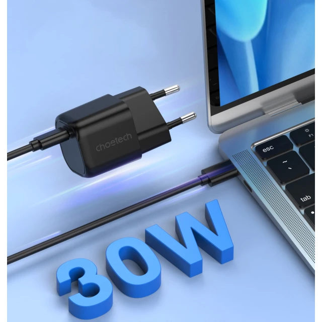 Мережевий зарядний пристрій Choetech 30W USB-C Black (PD5007)