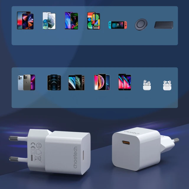 Сетевое зарядное устройство Choetech 20W USB-C White (PD5010)
