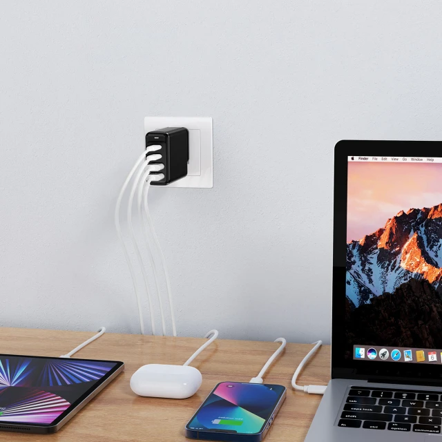 Мережевий зарядний пристрій Choetech 140W 2xUSB-C | 2xUSB-A Black (01.01.02.XX-PD6005-EU-BK)