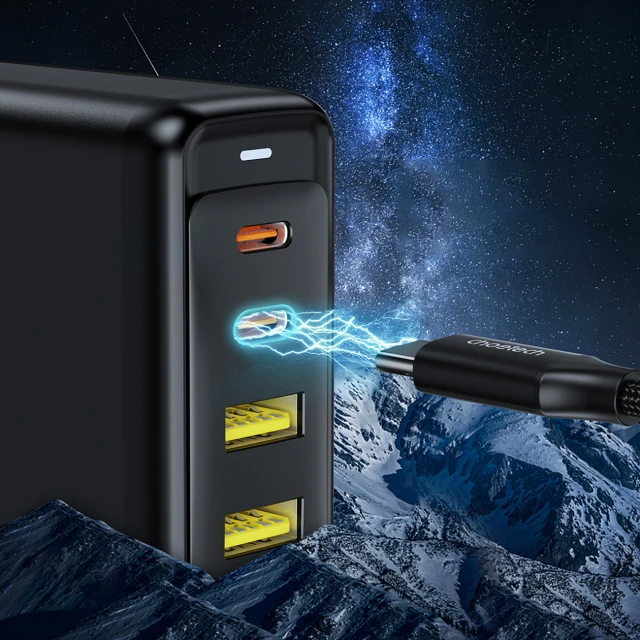 Мережевий зарядний пристрій Choetech 140W 2xUSB-C | 2xUSB-A Black (01.01.02.XX-PD6005-EU-BK)