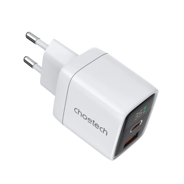Мережевий зарядний пристрій Choetech GaN3 PD 35W USB-A | USB-C White (PD6052)