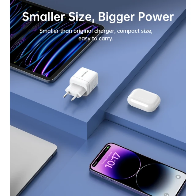 Мережевий зарядний пристрій Choetech GaN3 PD 35W USB-A | USB-C White (PD6052)