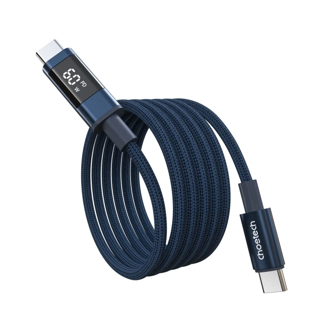 Кабель Choetech PD60W USB-C to USB-C Digital Display 1.2m Nylon Blue (6932112112217)