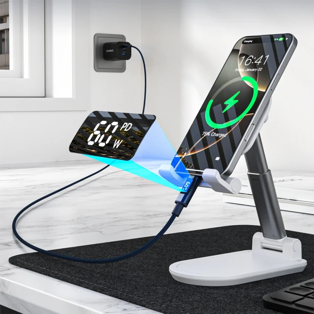 Кабель Choetech PD60W USB-C to USB-C Digital Display 1.2m Nylon Blue (6932112112217)