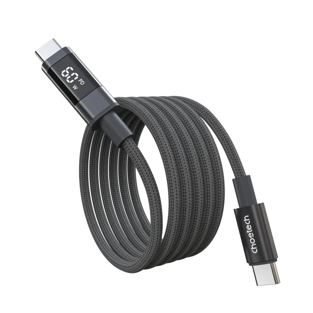 Кабель Choetech PD60W USB-C to USB-C Digital Display 1.2m Nylon Black (6932112112224)