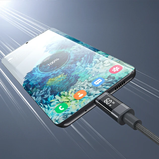 Кабель Choetech PD60W USB-C to USB-C Digital Display 1.2m Nylon Black (6932112112224)