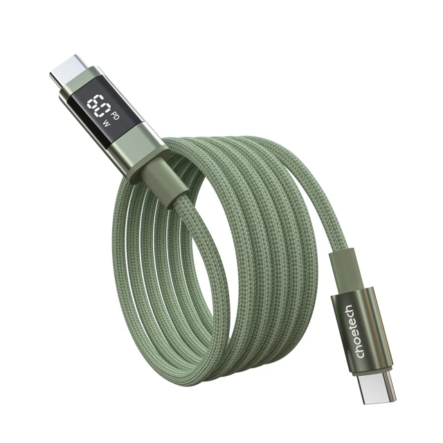 Кабель Choetech PD60W USB-C to USB-C Digital Display 1.2m Nylon Green (6932112112231)