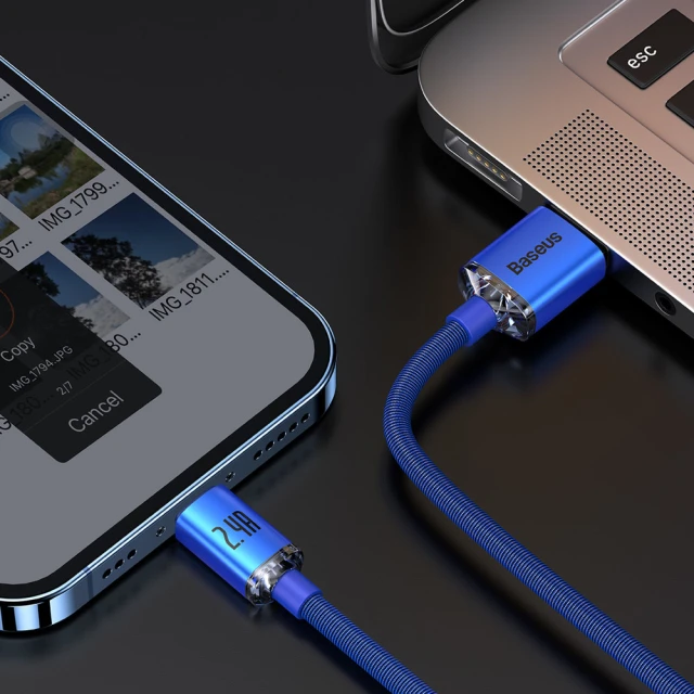 Кабель Baseus Crystal Shine USB-A to Lightning 2m Blue (CAJY000103)