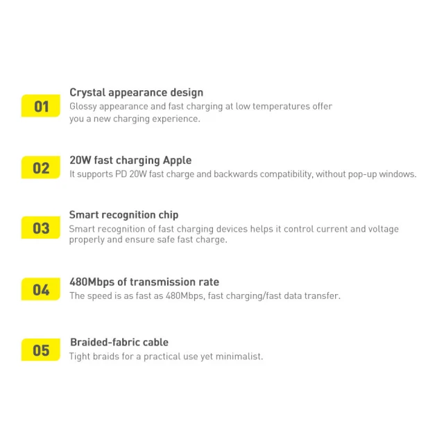 Кабель Baseus Crystal Shine USB-C to Lightning 1.2m Purple (CAJY000205)
