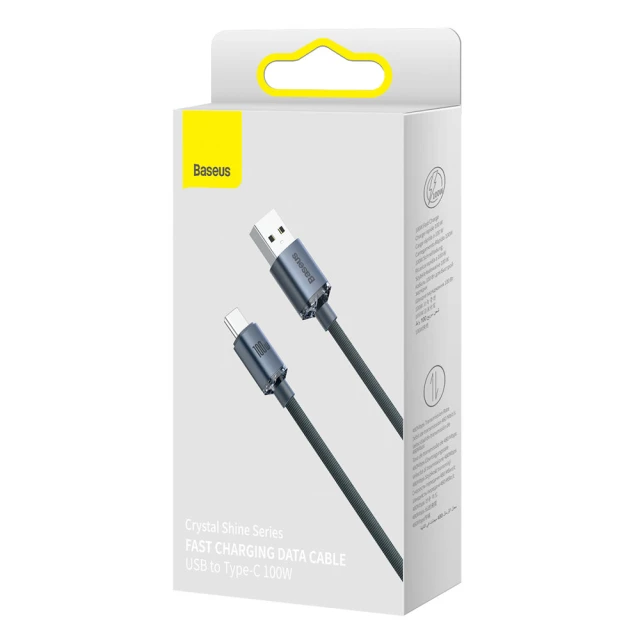 Кабель Baseus Crystal Shine USB-A to USB-C 2m Black (CAJY000501)