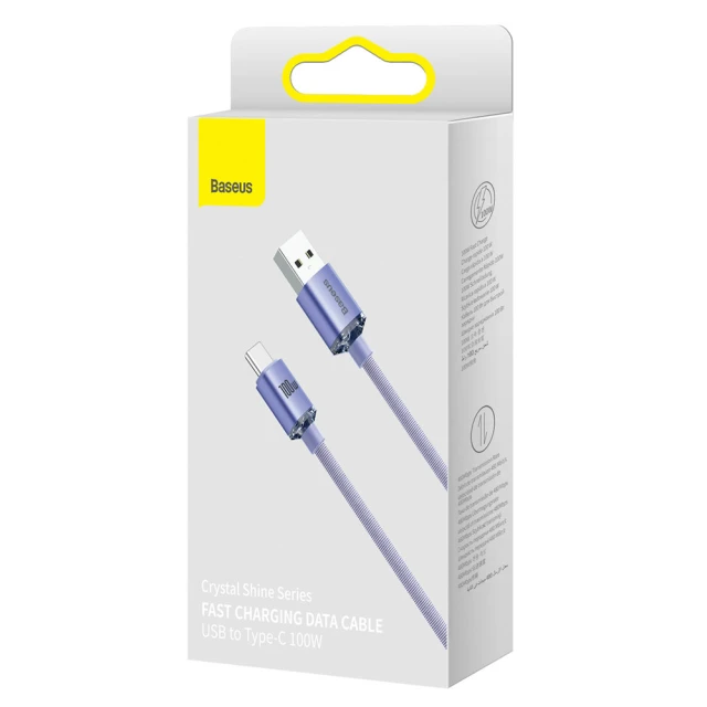 Кабель Baseus Crystal Shine USB-A to USB-C 2m Purple (CAJY000505)