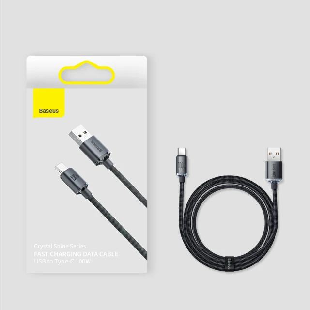 Кабель Baseus Crystal Shine USB-A to USB-C 2m Purple (CAJY000505)