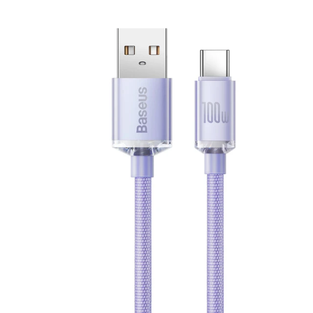 Кабель Baseus Crystal Shine USB-A to USB-C 2m Purple (CAJY000505)